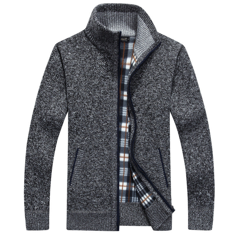 Manteau chaud à manches longues et col montant pour hommes 