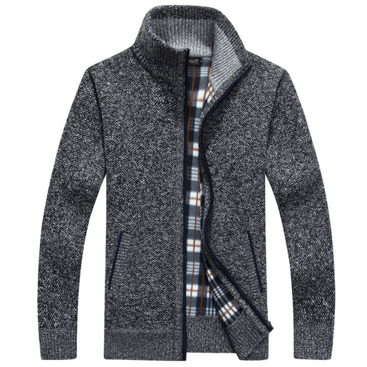 Manteau chaud à manches longues et col montant pour hommes 