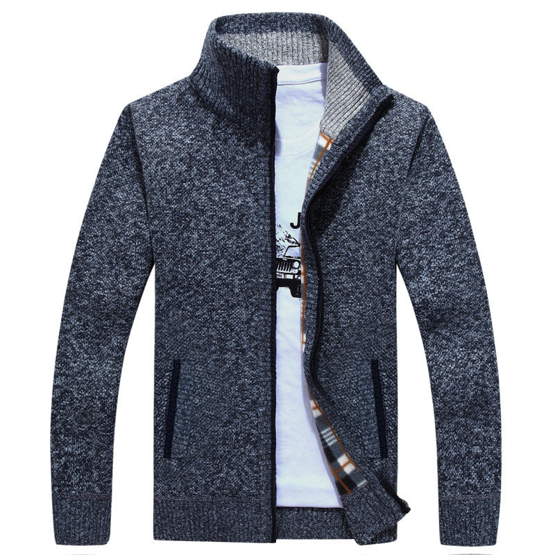 Manteau chaud à manches longues et col montant pour hommes 
