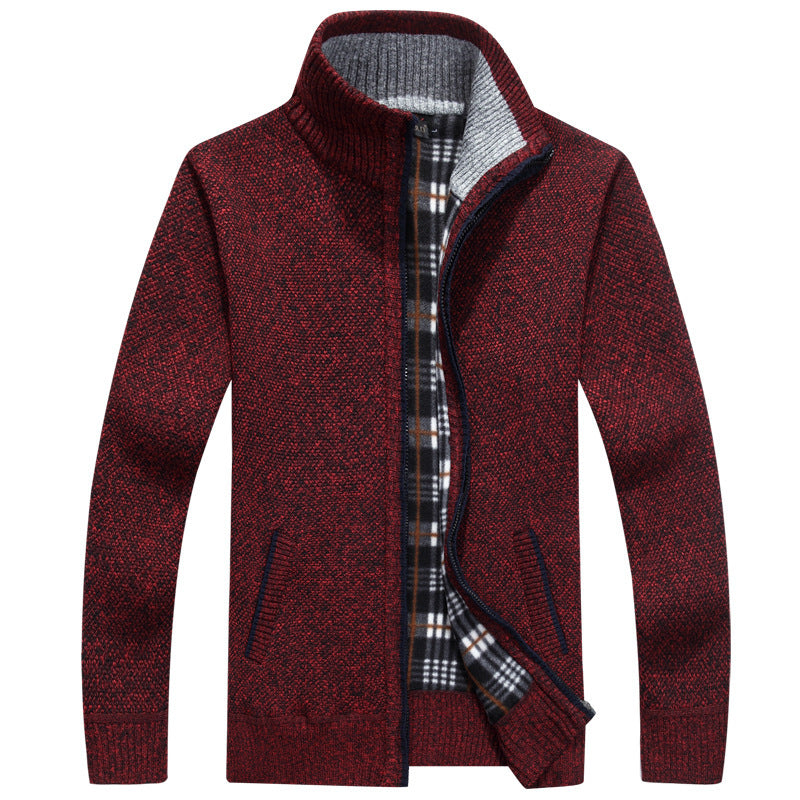 Manteau chaud à manches longues et col montant pour hommes 