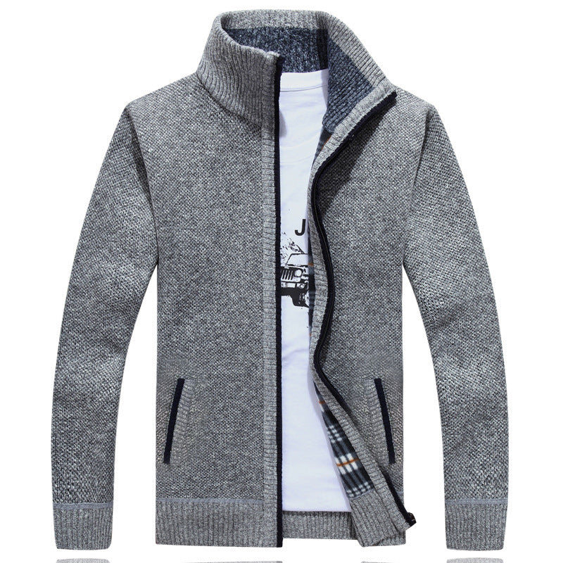 Manteau chaud à manches longues et col montant pour hommes 