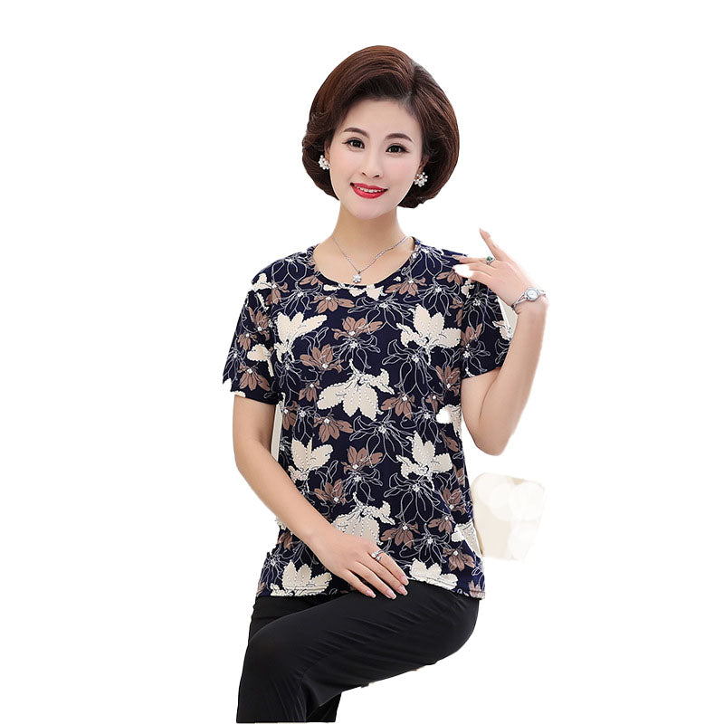 Women's summer two PCS crewneck short sleeve tops and three-quarter pants