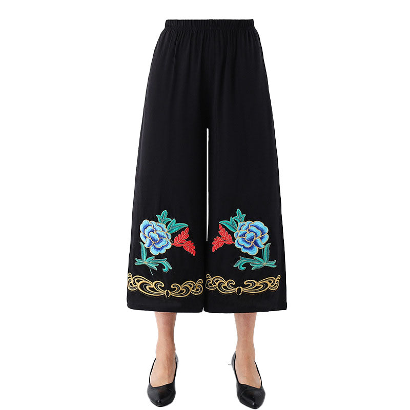 Women's Casual Floral Print Yoga  Wide-leg loose ankle Pants