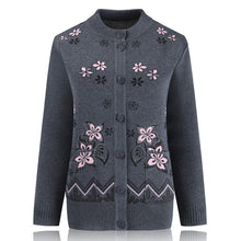 Load image into Gallery viewer, Women's crewneck long sleeve open front button down Cardigan, knitted Sweater jacket coat with pockets
