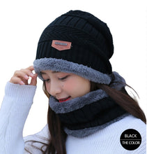 Load image into Gallery viewer, Unisex 2PCS  Winter solid Beanie Hat + Scarf Set Warm Fleece Lined  Knit Ski Cap
