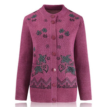 Load image into Gallery viewer, Women's crewneck long sleeve open front button down Cardigan, knitted Sweater jacket coat with pockets
