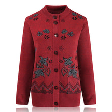 Load image into Gallery viewer, Women's crewneck long sleeve open front button down Cardigan, knitted Sweater jacket coat with pockets
