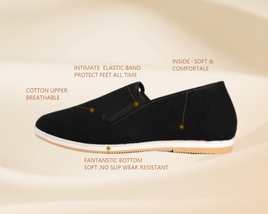 Chinese Traditional Old Beijing Shoes Kung Fu Tai Chi Shoes Rubber Sole Unisex Black