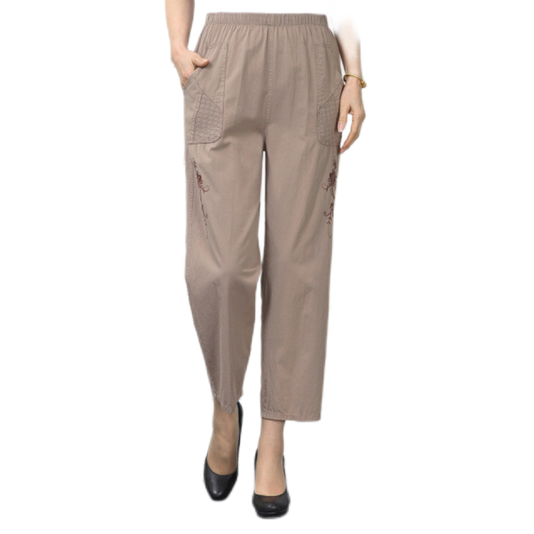 Women's summer solid colors  Summer bootleg  100% cotton pants with pockets