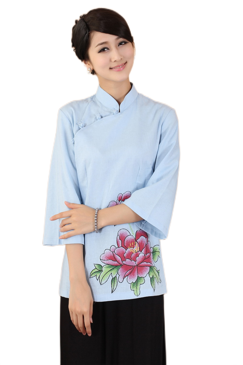 Women's stand collar three quarter sleeves  blouses