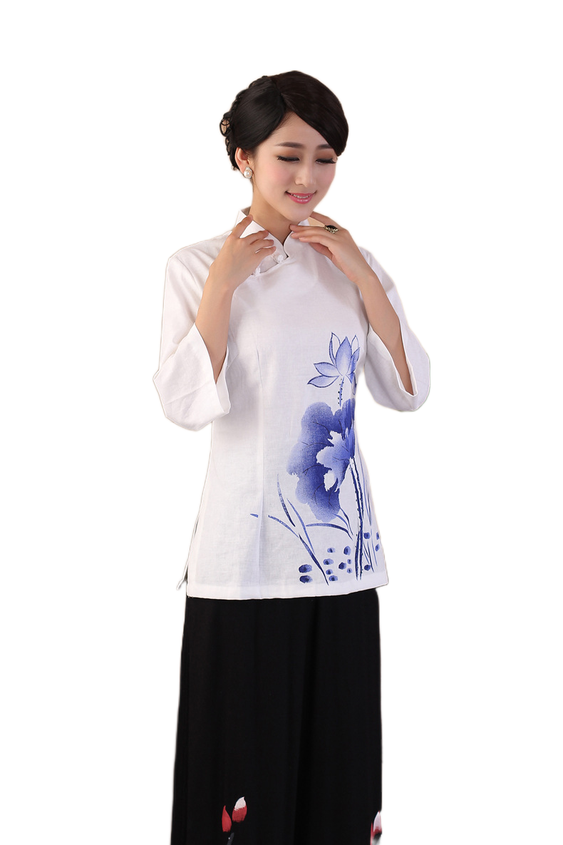 Women's stand collar three quarter sleeves  blouses