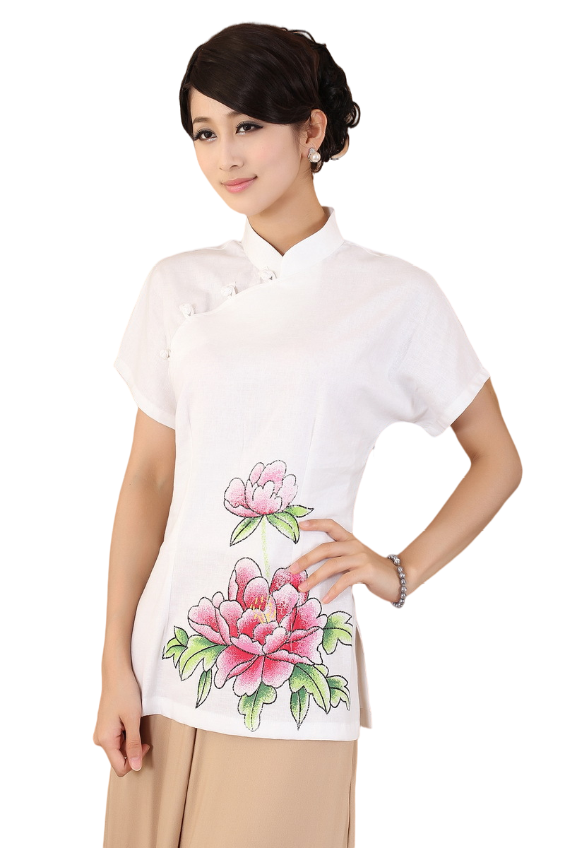 Women's stand collar short sleeves  blouses Chinese traditional tops