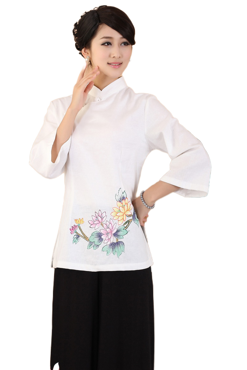 Women's stand collar three quarter sleeves  blouses