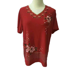Load image into Gallery viewer, Women's Casual V-neck Short Sleeve  solid colors classic pattern Blouse
