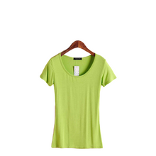 Load image into Gallery viewer, Women's summer solid colors scoop neck short sleeve Modal blouses T-shirt
