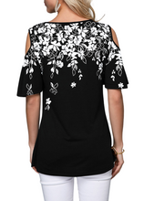 Load image into Gallery viewer, Women's Scoop neck Strapless Short Sleeve Sexy Print Off Shoulder T-Shirt Top

