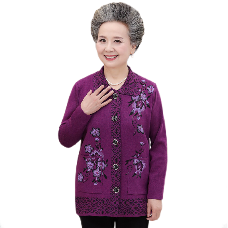 Women‘s  lapel open front floral cardigan knitted casual loose fit sweater coat