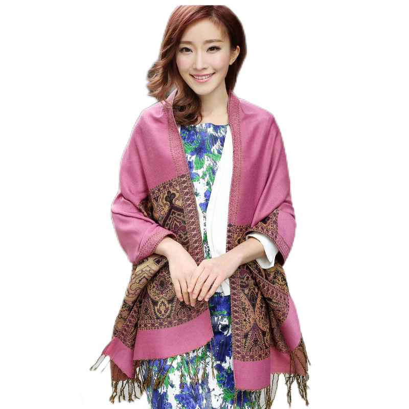 Women's warm pashmina paisley pattern Shawl Wrap Scarf stole  w/Fringe