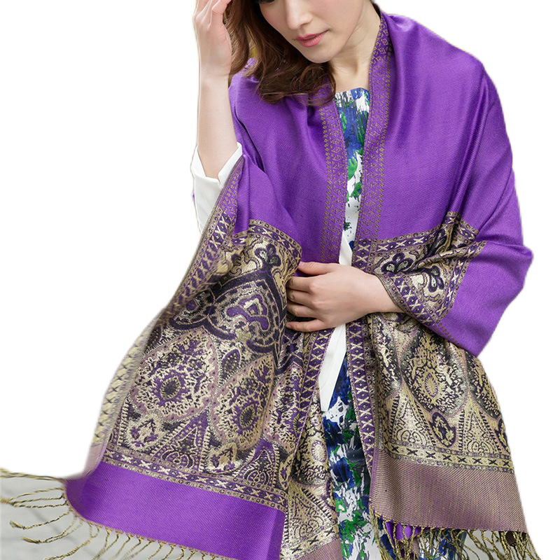 Women's warm pashmina paisley pattern Shawl Wrap Scarf stole  w/Fringe