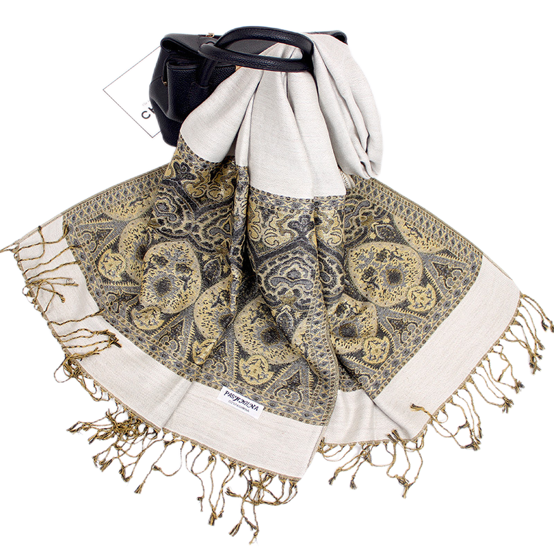 Women's warm pashmina paisley pattern Shawl Wrap Scarf stole  w/Fringe