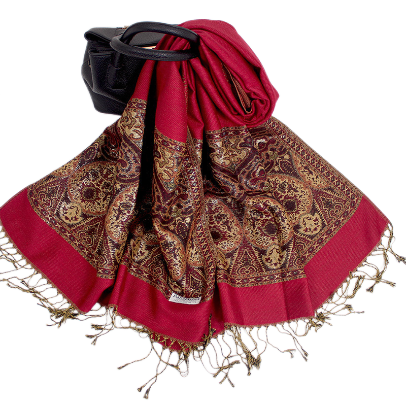 Women's warm pashmina paisley pattern Shawl Wrap Scarf stole  w/Fringe