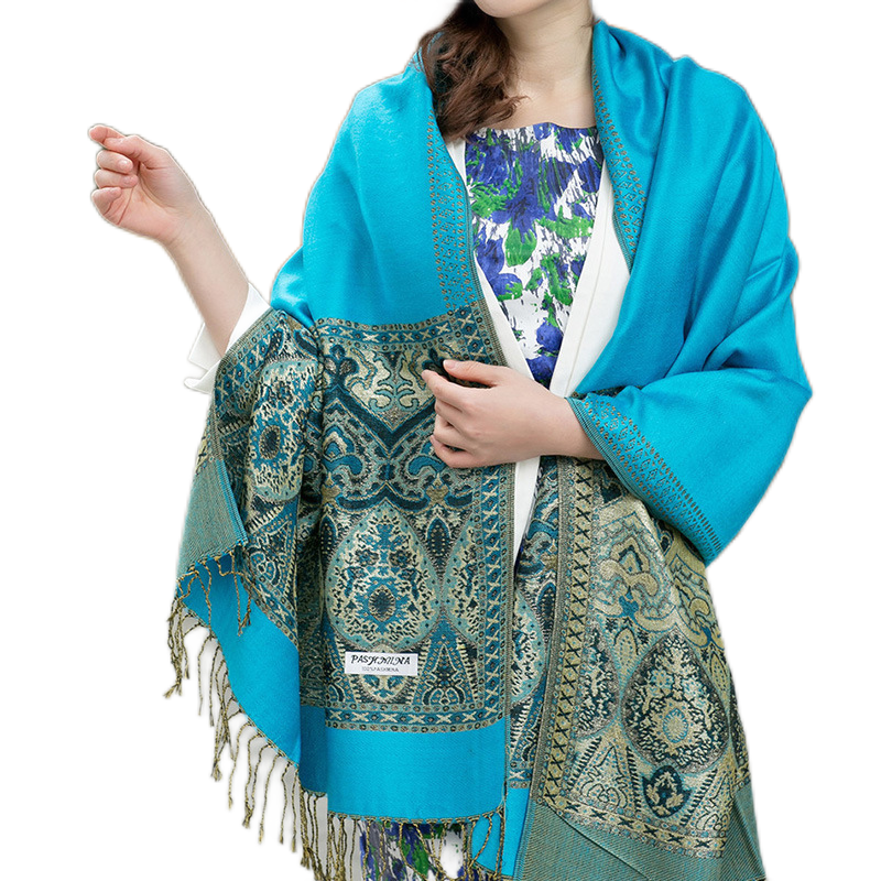 Women's warm pashmina paisley pattern Shawl Wrap Scarf stole  w/Fringe