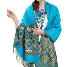 Load image into Gallery viewer, Women's warm pashmina paisley pattern Shawl Wrap Scarf stole  w/Fringe
