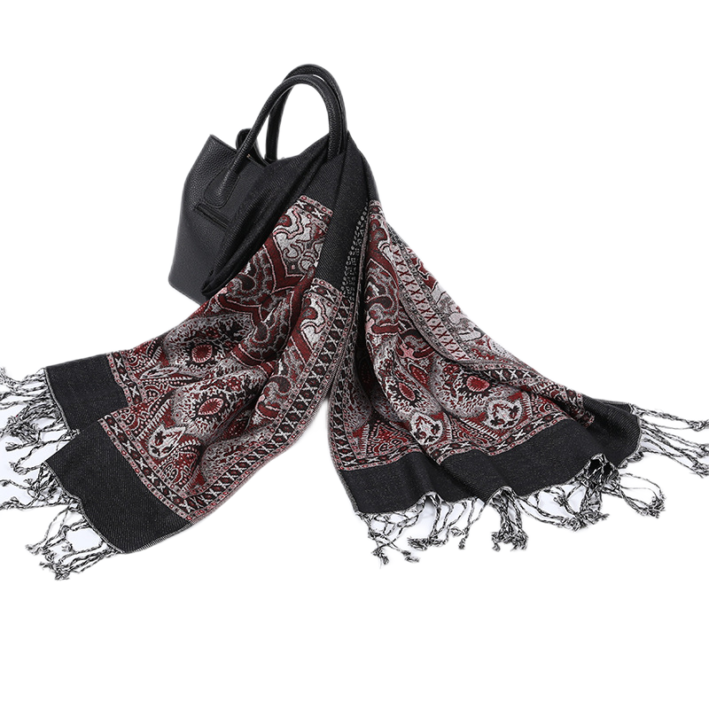 Women's warm pashmina paisley pattern Shawl Wrap Scarf w/Fringe