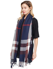 Load image into Gallery viewer, Pashmina Winter warm plaid  scarves Tartan  Wrap Shawl for Women
