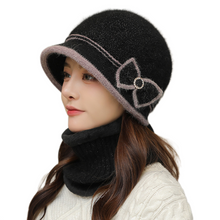 Load image into Gallery viewer, Winter knitting bucket  hats fuzzy fleece warm casual fisherman's cap with Bow-Tie
