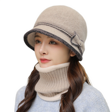 Load image into Gallery viewer, Winter knitting bucket  hats fuzzy fleece warm casual fisherman's cap with Bow-Tie
