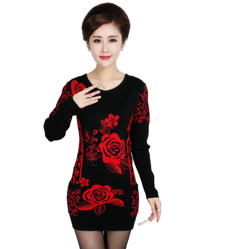Women's   long batwing sleeve crewneck  long  sweater  knitted warm Dresses