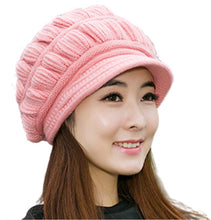 Load image into Gallery viewer, Women's warm oversize visor fleece lined  Hats Chunky Knitted  Cap
