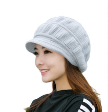 Load image into Gallery viewer, Women's warm oversize visor fleece lined  Hats Chunky Knitted  Cap
