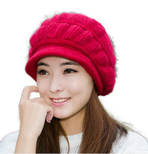 Load image into Gallery viewer, Women's warm oversize visor fleece lined  Hats Chunky Knitted  Cap
