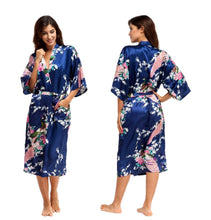 Load image into Gallery viewer, Women's Oversize Kimono Robe with Peacock and Blossoms Printed Kimono Nightgown
