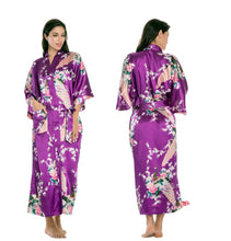 Load image into Gallery viewer, Women's Oversize Kimono Robe with Peacock and Blossoms Printed Kimono Nightgown
