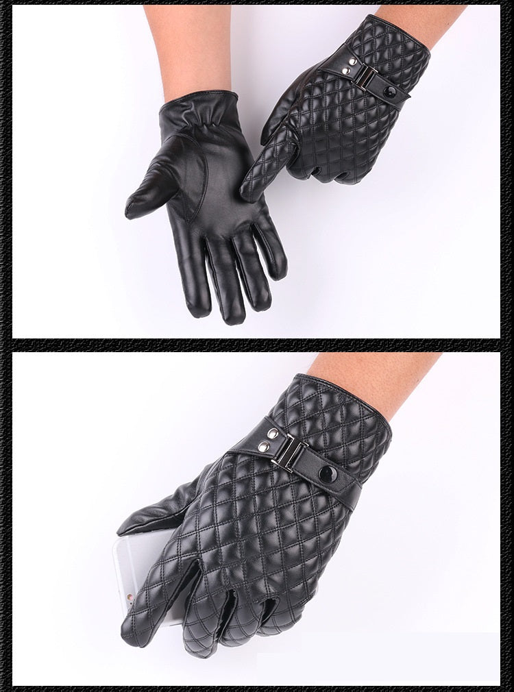 Unisex Elegant Warm fleece lining Touch Screen  faux  leather (PU)  Gloves