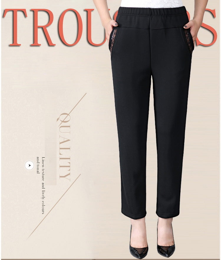 Woman Winter Warm pants, High Waist Casual Velvet Trousers,   Women Pants Plus Size