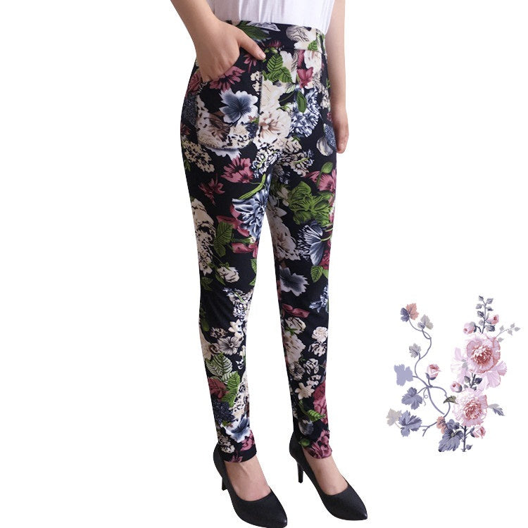 Autumn Winter  Leggings, Thick Warm Pants , Plus Velvet Pants,  Vintage Flowers Trousers