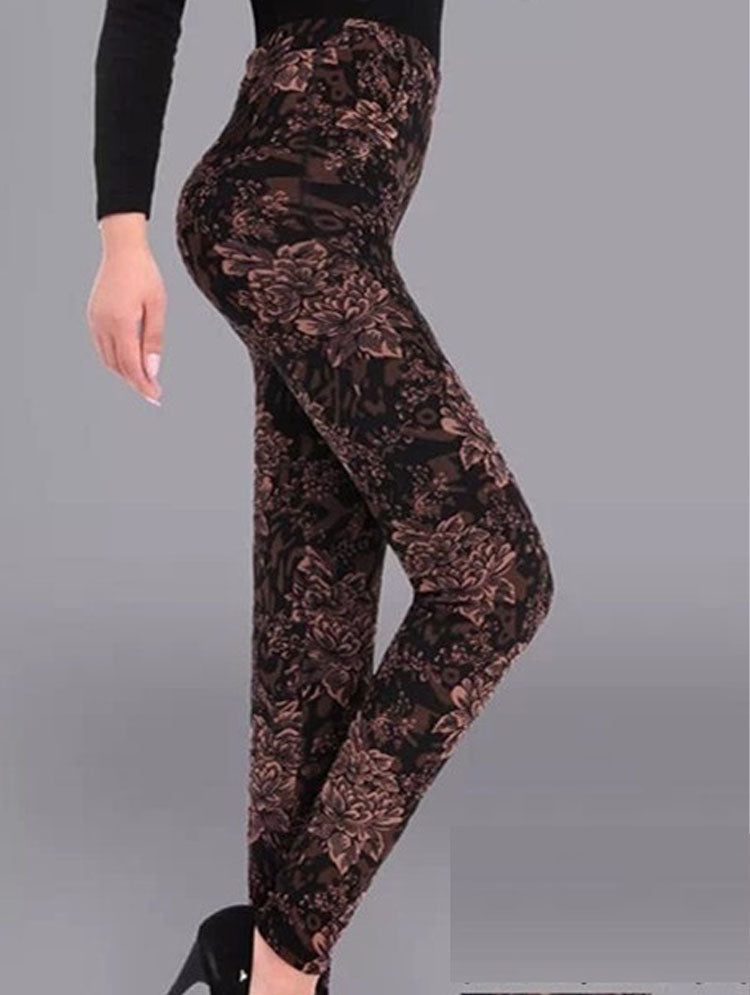 Autumn Winter  Leggings, Thick Warm Pants , Plus Velvet Pants,  Vintage Flowers Trousers