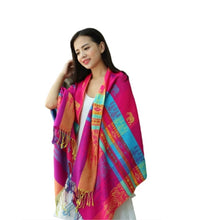Load image into Gallery viewer, Women's warm colorful  Elephant or Crown pattern Pashmina Scarf/Stole/Wrap
