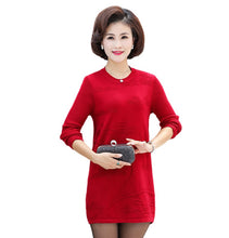 Load image into Gallery viewer, Women's Long Sleeve crewneck  knitted dress long Sweater for legging

