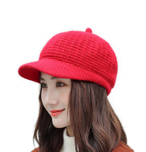 Load image into Gallery viewer, Women's winter visor fleece lining warm hats chunky cable  knit  ski caps

