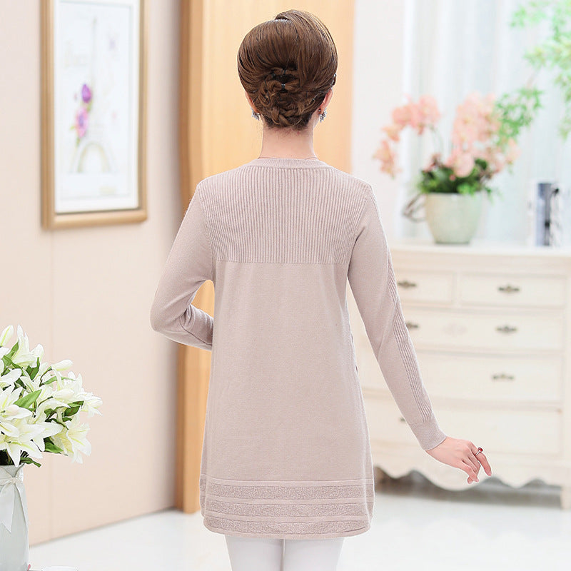 Women's solid long sleeve crewneck Long Sweater, knitted diamond pullover for legging