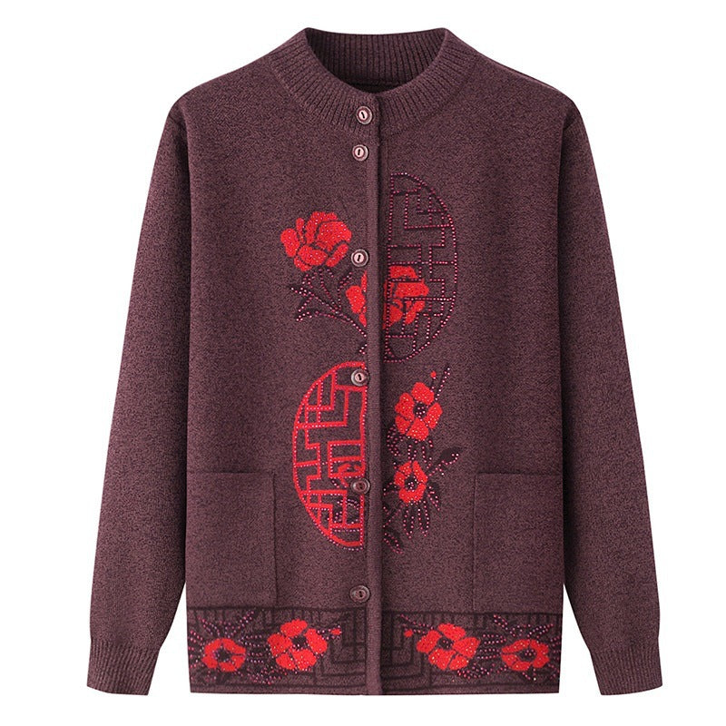 Women's Turtleneck long sleeve classic pattern sweater button down cardigan