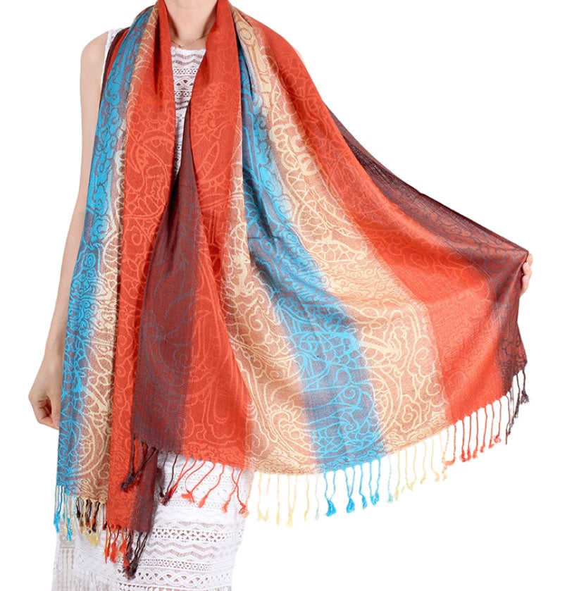 Women‘s silky gradient colors leopard pattern  Pashmina Shawl/Wrap/Scarves