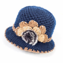 Load image into Gallery viewer, Women‘s chunky cable Crocheted warm bucket hats casual cap with fur pompom
