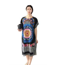 Load image into Gallery viewer, Women's  Viscose Tunic Plus Size crewneck batwing sleeve loose fit Dress  Bohemia Printed Kimono Nightgown
