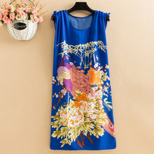 Load image into Gallery viewer, Women's  Viscose Tunic Plus Size crewneck adjustable sleeve loose fit Dress floral robe
